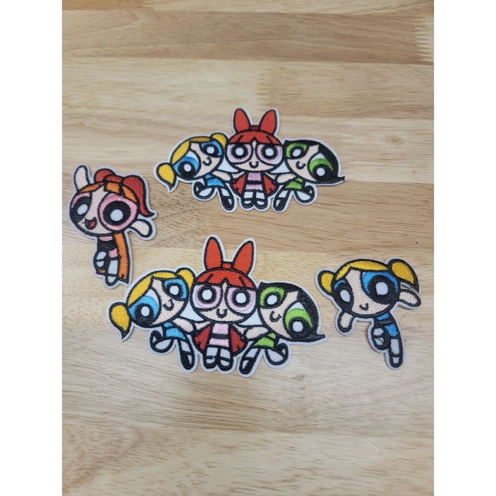 Powerpuff Girls Character 3" Tall Embroidered Iron on Patch Set of 4